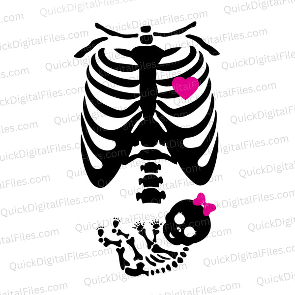 Rib Cage with Baby Girl Skeleton SVG