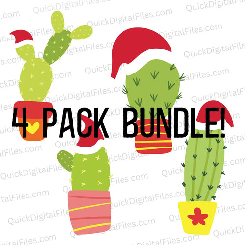 Christmas Cactus Bundle: PNG DXF SVG