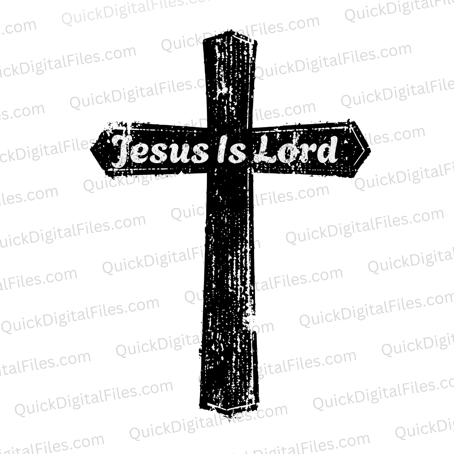 Distressed cross silhouette with "Jesus Is Lord" text SVG
