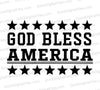 "God Bless America bold text with black stars on a transparent background."