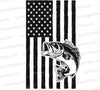 American flag fishing design with leaping bass
