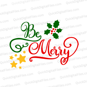 "Vintage Christmas 'Be Merry' Graphic in SVG, PNG, JPEG, PDF"