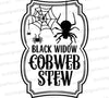 Black Widow Cobweb Stew sign SVG graphic for DIY projects