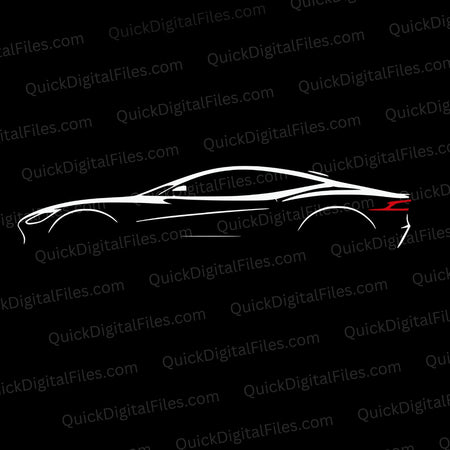 Minimalist Sports Car Silhouette with Red Tail Lights PNG
