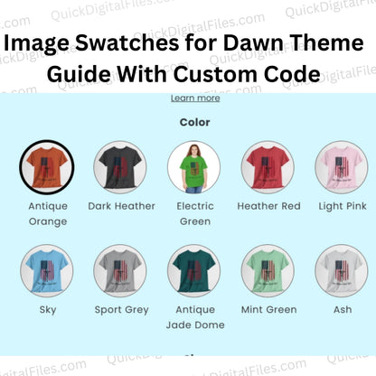 Shopify Swatches Custom Code - Color & Image Swatches for Dawn Theme


