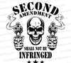 "Bold 'Second Amendment Shall Not Be Infringed' skeleton revolver SVG for gun rights advocates"