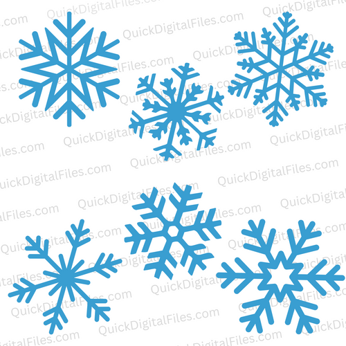 Blue Snowflake SVG Bundle - 6 Pack: SVG