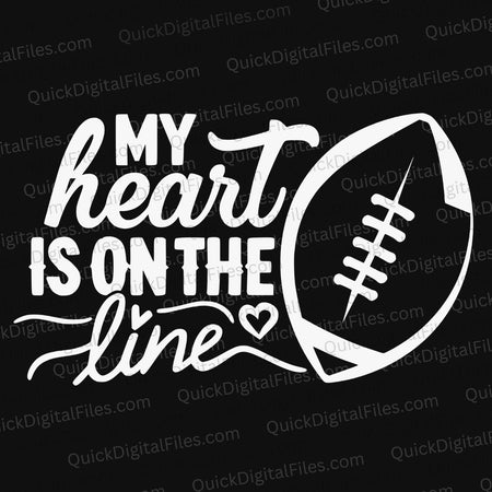 My Heart Is On The Line Football Mom SVG Design
