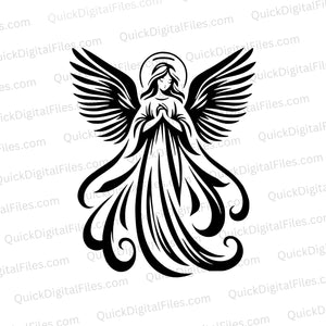 "Simple angelic figure SVG for peaceful home decor projects."