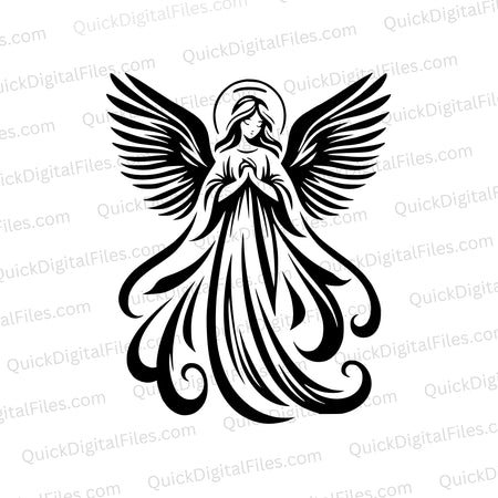 "Simple angelic figure SVG for peaceful home decor projects."