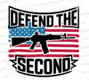 "SVG of American flag with assault rifle for Second Amendment support."