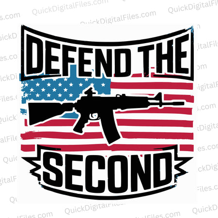 "SVG of American flag with assault rifle for Second Amendment support."