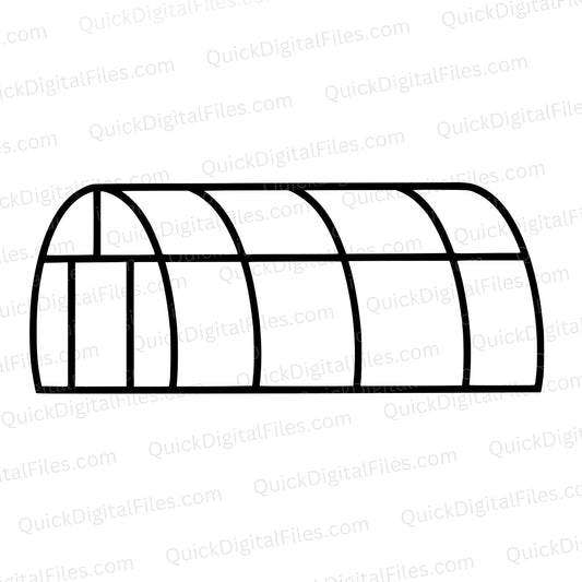 Greenhouse SVG – Minimalist Arched Outline Vector for Garden Crafts