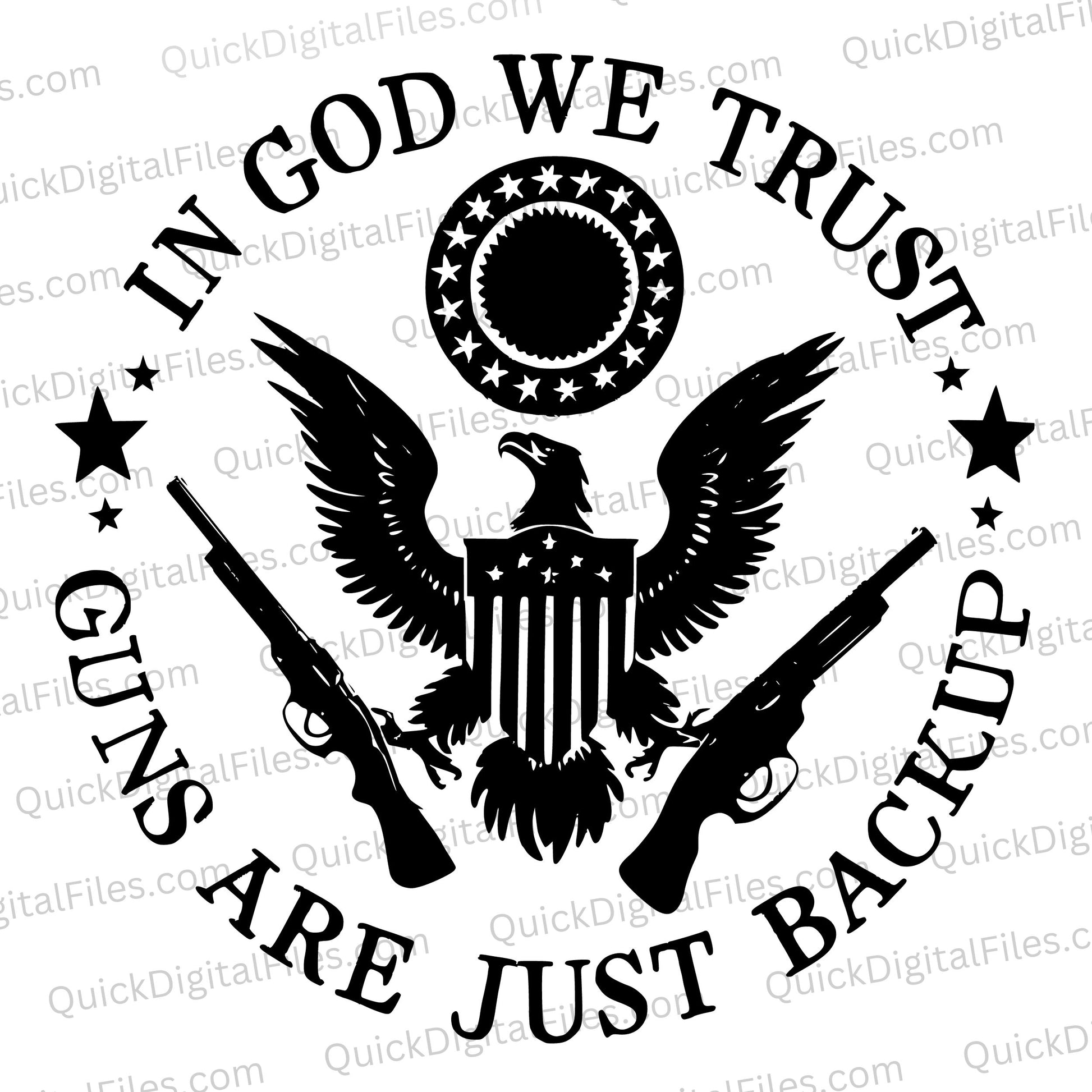 "Eagle and American shield graphic with patriotic phrase SVG."