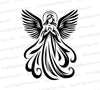 "Heavenly Angel SVG clipart in black and white for crafting."