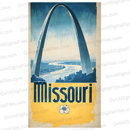 Missouri oil painting graphic with Saint Louis Arch
