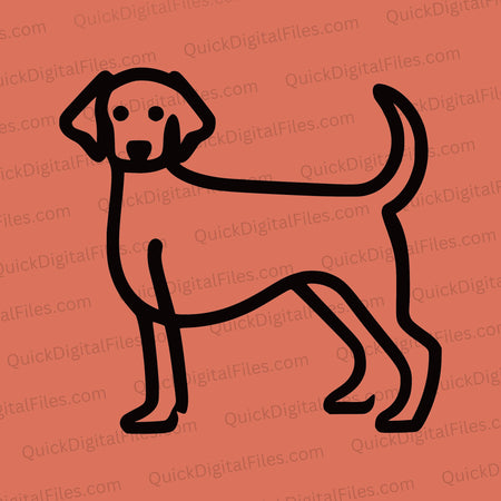 Black dog silhouette standing tall on a light orange background SVG design.