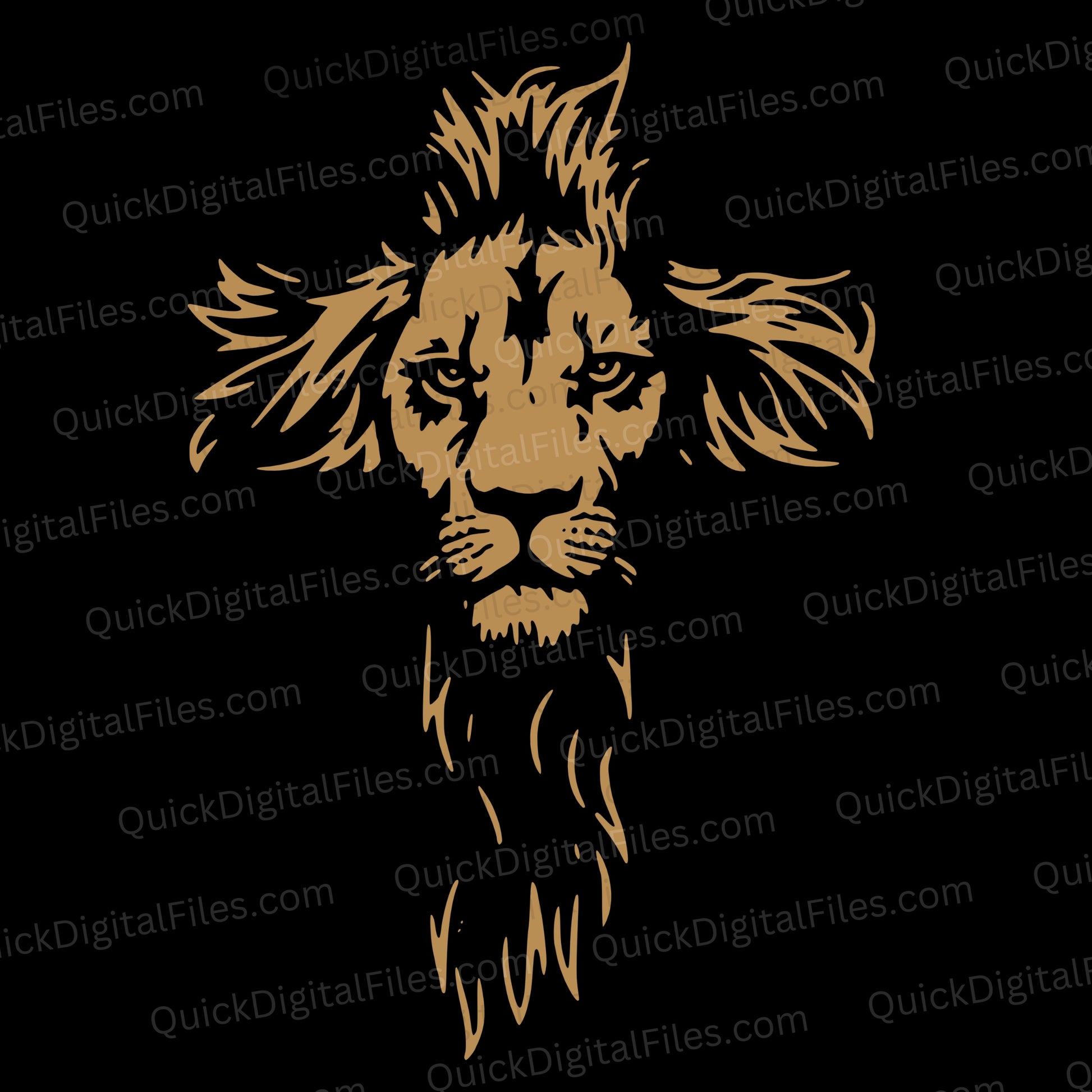 Lion Cross SVG – Distressed Christian Cross with Lion Face