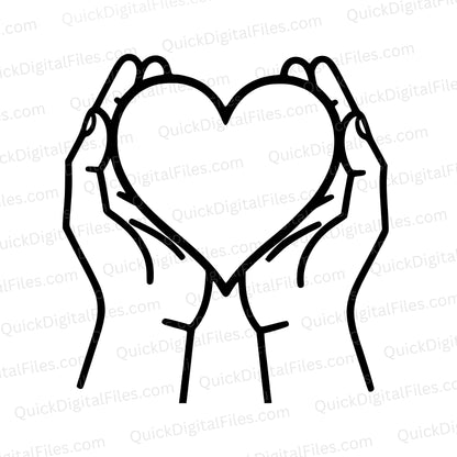 Hands Holding Heart Symbol SVG | Love and Care Vector