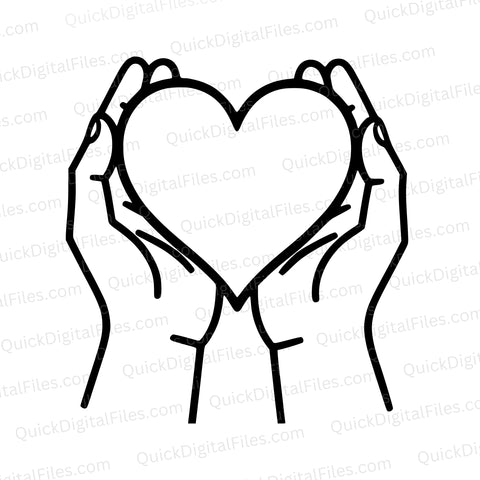 Hands Holding Heart Symbol SVG | Love and Care Vector
