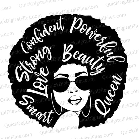 Black girl magic SVG silhouette with afro and empowering words
