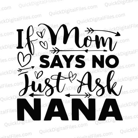 "If Mom Says No Just Ask NANA Family Humor Design"