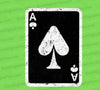 "Grunge Ace playing card in black on a transparent background."