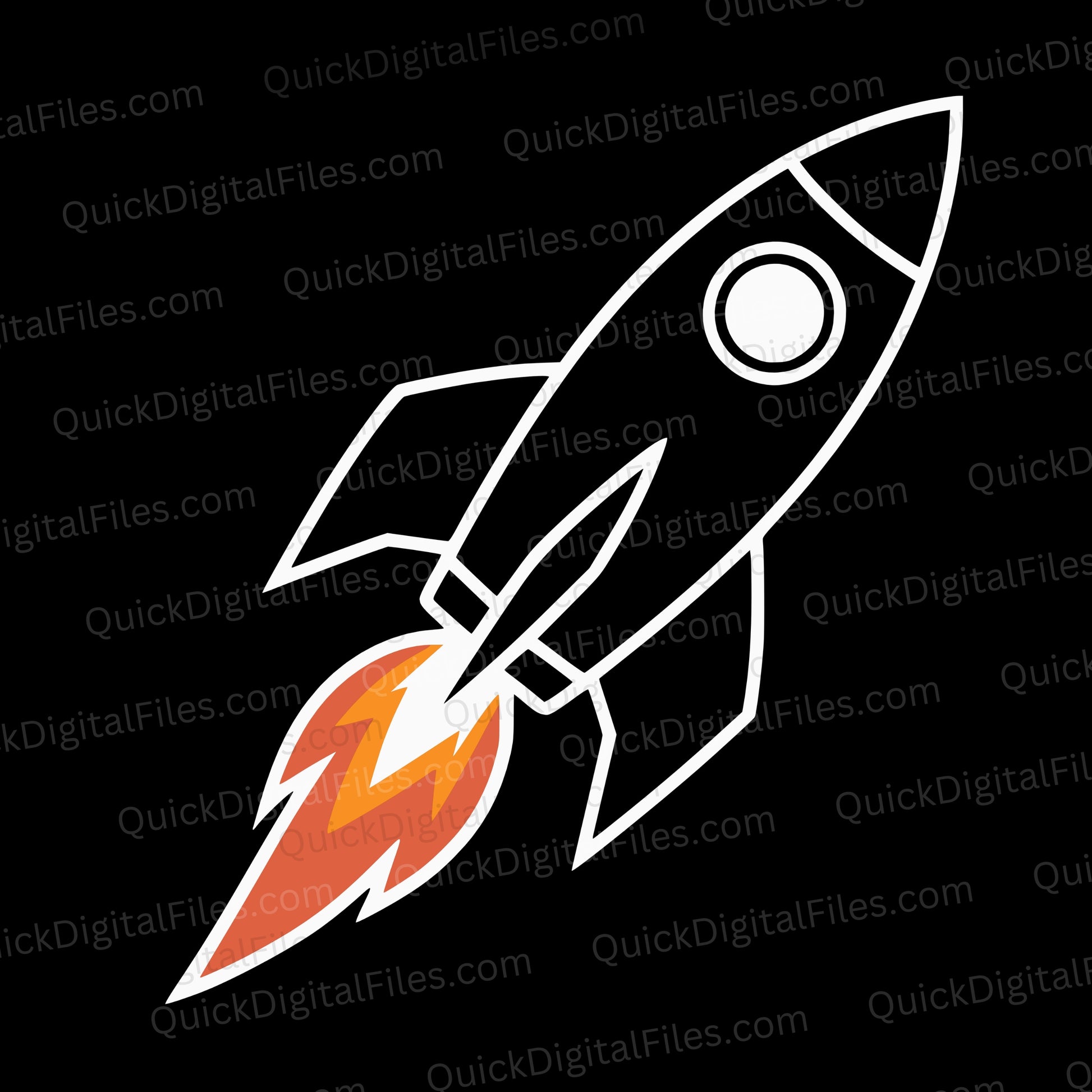 Space Rocket PNG | White Rocket Launch Vector for Dark Backgrounds