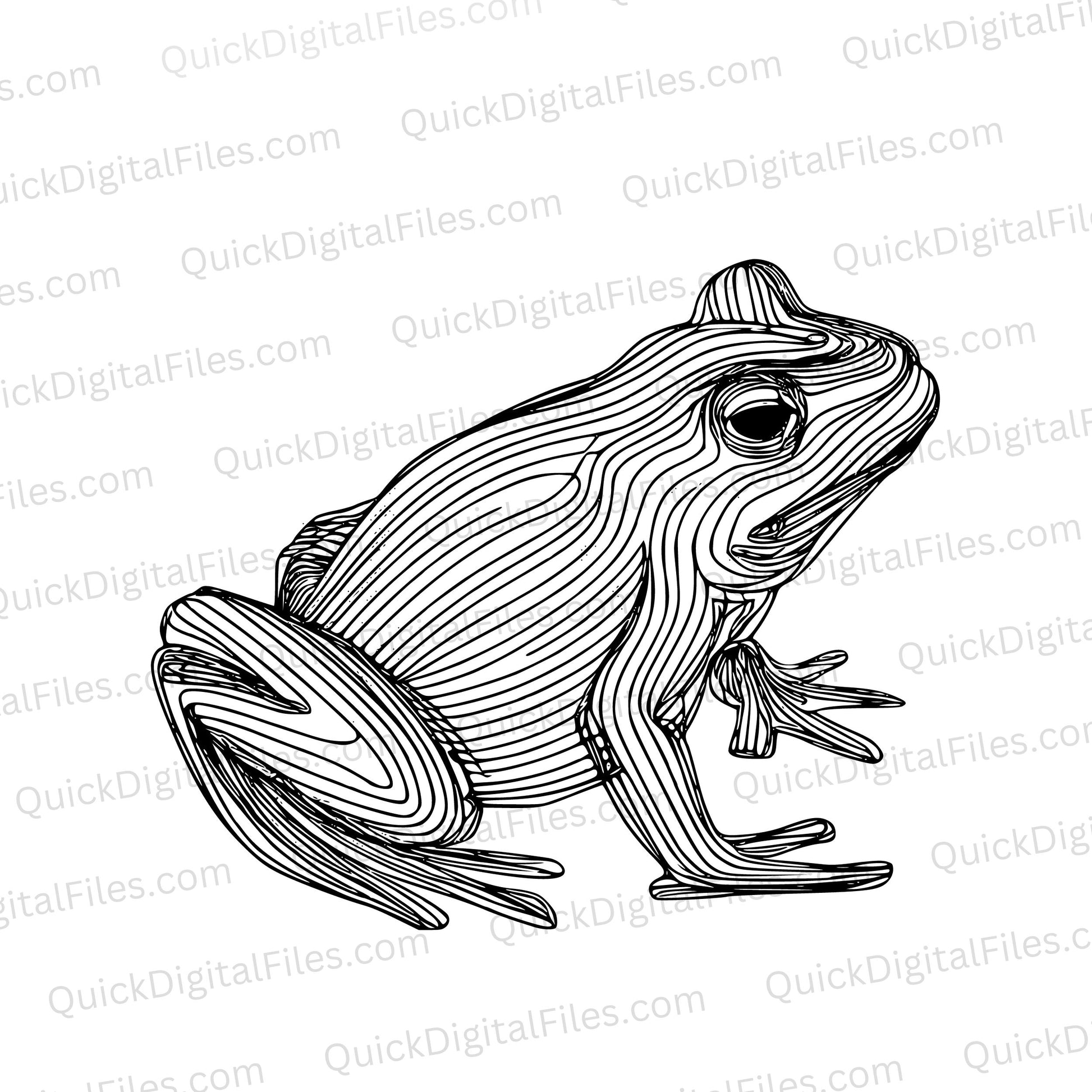 Playful continuous line frog SVG graphic with transparent background.