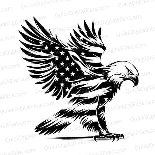 Patriotic Eagle SVG | American Flag Silhouette for CNC & Cricut
