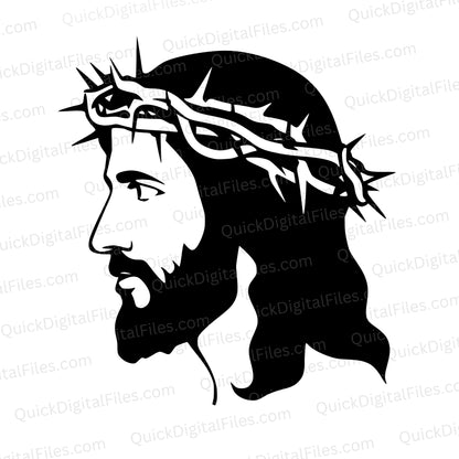 Silhouette of Jesus face with a crown of thorns
