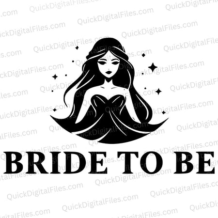 Bride To Be Black Silhouette SVG
