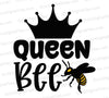 "Queen Bee SVG in black and yellow for bee-themed projects."