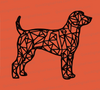 Abstract black line dog silhouette SVG with orange background