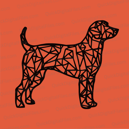 Abstract black line dog silhouette SVG with orange background