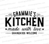 "Grammie's Kitchen SVG graphic with hearts and rustic text"