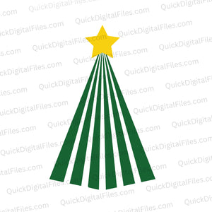 "Minimalist Christmas Tree Graphic with Yellow Star SVG, PNG, JPEG, PDF"