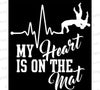 "Wrestling heart rhythm SVG 'My heart is on the mat' for fan gear."