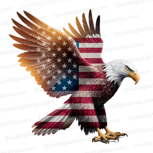 American Bald Eagle PNG | Patriotic Eagle with Flag Wings Art