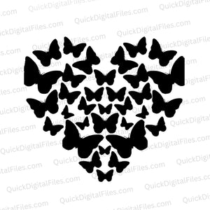 "Heart of Butterflies Silhouette Art"