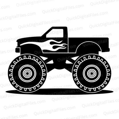 Monster Truck SVG – Black Silhouette Design for Cricut Projects