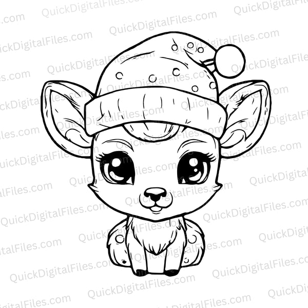 Baby Reindeer Coloring Sheet SVG
