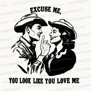 Vintage Cowboy and Cowgirl Illustration SVG western svg