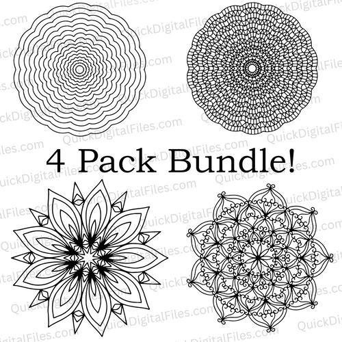 Simple Mandala 4 Design Bundle: PNG