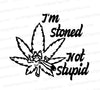 "I'm Stoned Not Stupid pot leaf character digital art SVG/JPEG."