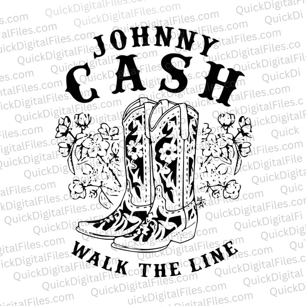 Walk the Line: Johnny Cash - Western Theme SVG Graphic – Quick Digital ...