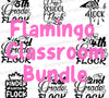 Flamingo classroom decor SVG bundle with grade-specific designs
