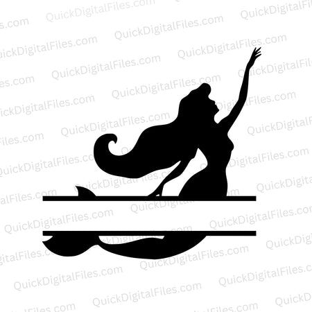 Customizable black mermaid silhouette template in SVG format.