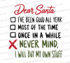 Funny Dear Santa check-off list graphic
