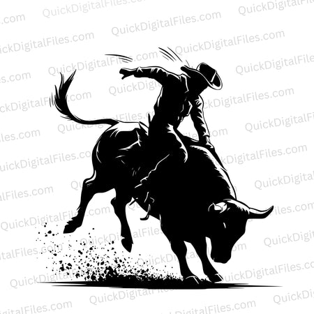 "Bull Rider Action Silhouette SVG, PNG, JPEG"
